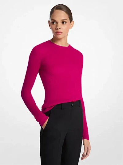 Michael Kors Hutton Featherweight Cashmere Sweater In Pink