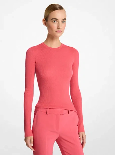 Michael Kors Hutton Featherweight Cashmere Sweater In Red