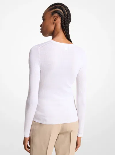 Michael Kors Hutton Featherweight Cashmere Sweater In White