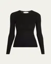 Michael Kors Hutton Ribbed Crewneck Cashmere Sweater In Black