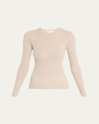 Michael Kors Hutton Ribbed Cashmere Pullover In Brown