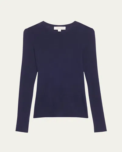 Michael Kors Hutton Ribbed Cashmere Pullover In Maritime