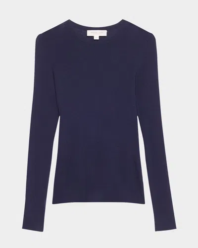 Michael Kors Hutton Ribbed Cashmere Pullover In Maritime