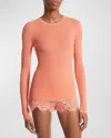 Michael Kors Hutton Featherweight Cashmere Sweater In Melon
