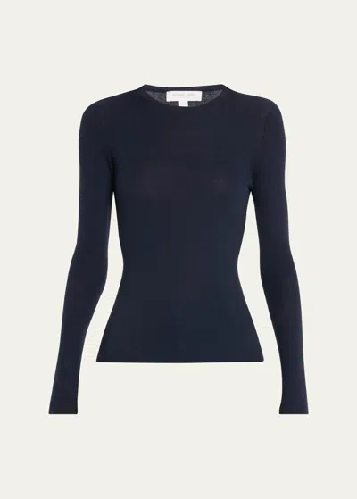 Michael Kors Hutton Ribbed Cashmere Pullover In Midnight