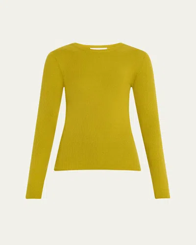 Michael Kors Hutton Ribbed Cashmere Pullover In Moss