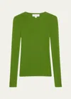 Michael Kors Hutton Ribbed Cashmere Pullover In Palm