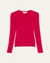 Michael Kors Hutton Ribbed Cashmere Pullover In Raspberry