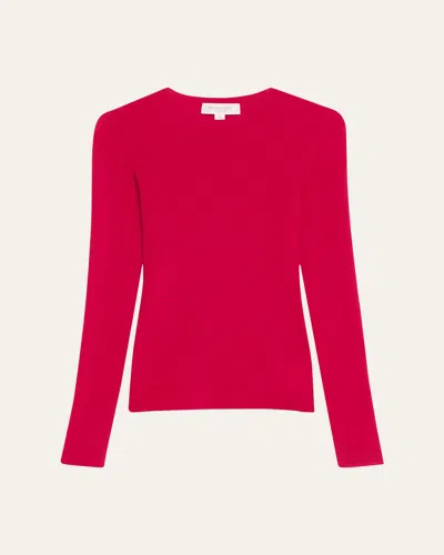 Michael Kors Hutton Ribbed Cashmere Pullover In Raspberry
