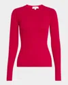 Michael Kors Hutton Ribbed Cashmere Pullover In Raspberry