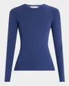 Michael Kors Hutton Ribbed Cashmere Pullover In Riviera