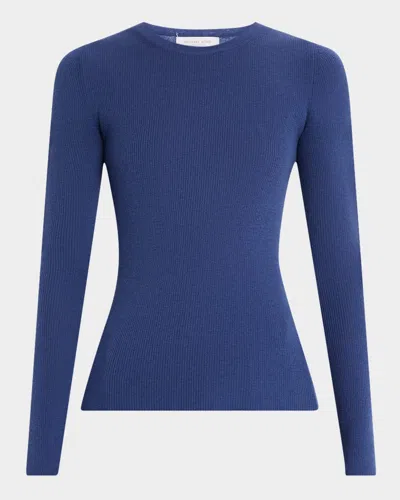 Michael Kors Hutton Ribbed Cashmere Pullover In Riviera