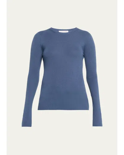 Michael Kors Hutton Ribbed Crewneck Cashmere Pullover In Steel