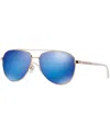 Michael Kors Woman Sunglass Mk5007 Hvar In Rose Gold,blue Mirror