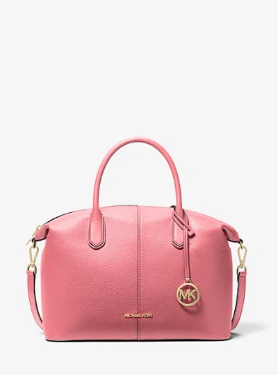 Michael Kors Hyde Large Pebbled Leather Satchel In Pink