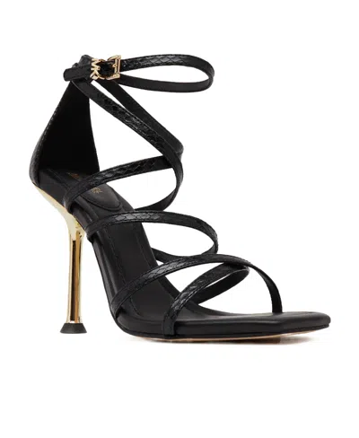 Michael Kors Imani 105mm Snakeskin-print Sandals In Black