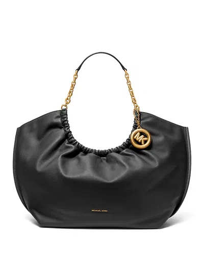 Michael Kors Indie Large Leather Cinch Tote In Black