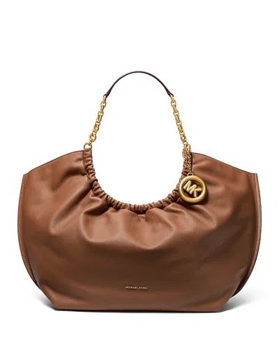 Michael Kors Indie Large Leather Cinch Tote In Brown