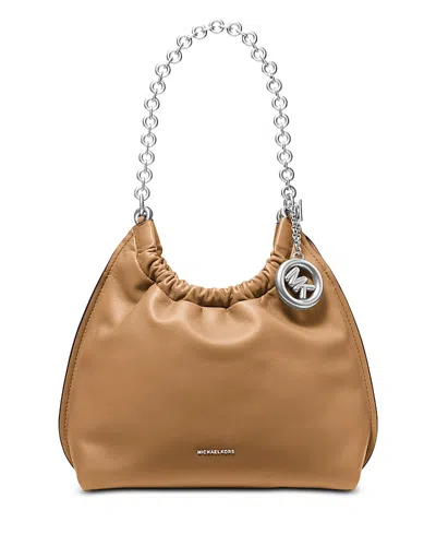 Michael Kors Indie Medium Tan Cinched Shoulder Bag In Pattern