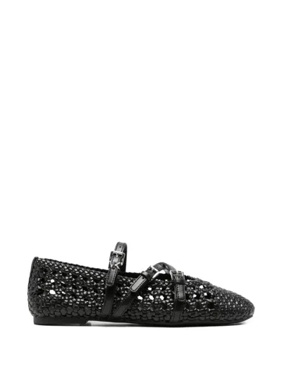 Michael Kors Indy Buckle-strap Ballet Flats In Black