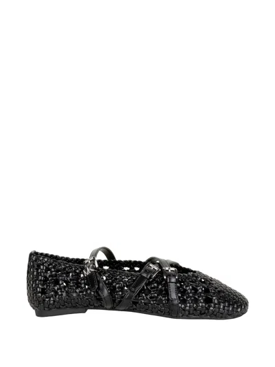 Michael Kors Indy Flex Woven Buckle-strap Ballet Flats In Black