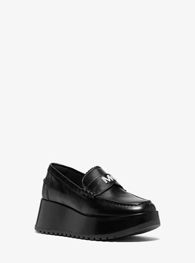 Michael Kors Indy Leather Platform Loafer In Black