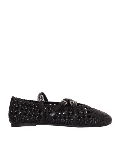 Michael Kors Indy Woven Flex Ballet In Black