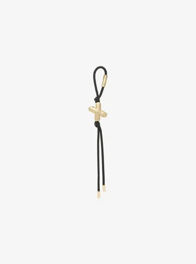 Michael Kors Initial Gold-tone And Speckled Cord Bag Charm In Black