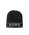 Michael Kors Intarsia-knit Logo Beanie In Black
