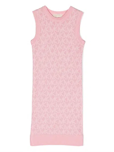 Michael Kors Kids' Intarsia Logo-knit Dress In 粉色