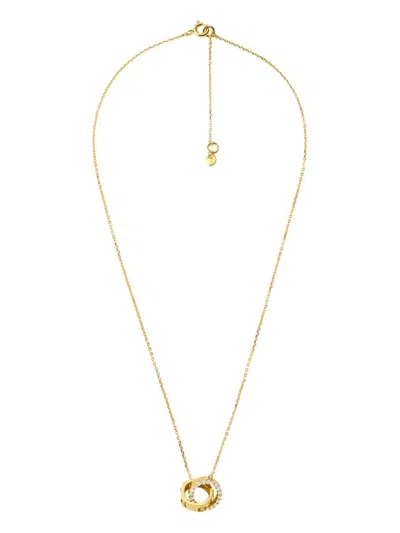 Michael Kors Interlocking-circles Rhinestone Necklace In Gold