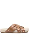 Michael Kors Irene Studded Leather Sandal In Brown