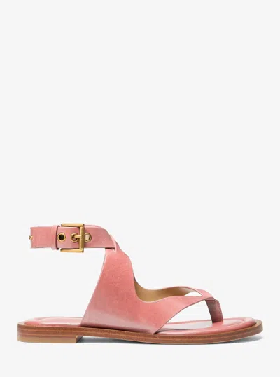 Michael Kors Irene Leather Thong Sandal In Pink