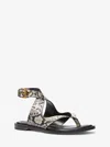 Michael Kors Irene Snake Embossed Leather Wrap Sandal In Multi