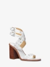 Michael Kors Irene Studded Leather Block Heel Sandal In White