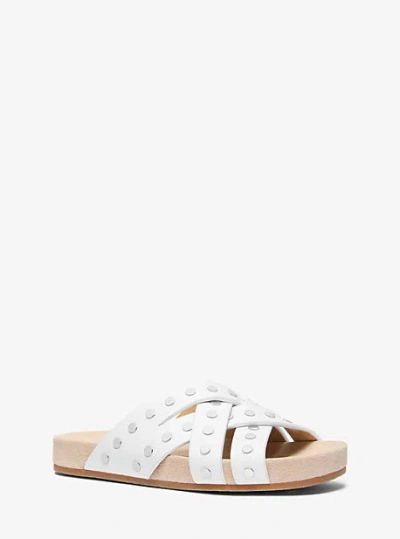 Michael Kors Irene Studded Leather Flat Sandal In White