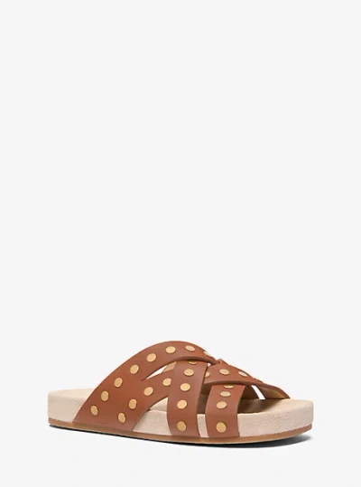 Michael Kors Irene Studded Leather Sandal In Brown