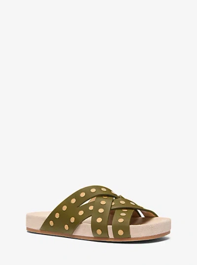Michael Kors Irene Studded Leather Sandal In Green
