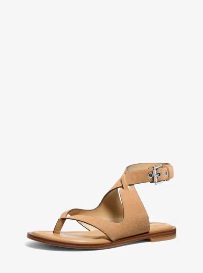 Michael Kors Irene Suede Wrap Sandal In Brown