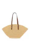 Michael Kors Isa Small Beige Shopper With Woven Design And Two Adjustable Handles In Tech Fabric Woman In Beige