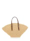 Michael Kors Isa Small Beige Shopper With Woven Design And Two Adjustable Handles In Tech Fabric Woman In Beige