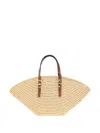 Michael Kors Isa Small Beige Shopper With Woven Design And Two Adjustable Handles In Tech Fabric Woman In Neutrals