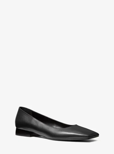 Michael Kors Isabella Leather Skimmer Flat In Black