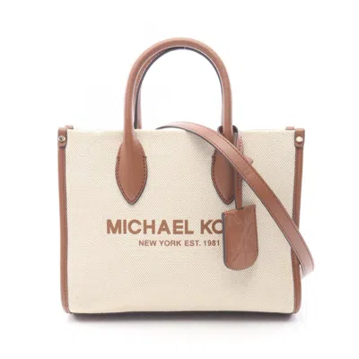 Pre-owned Michael Kors Ivory Canvas Leather Handbag () In Multi