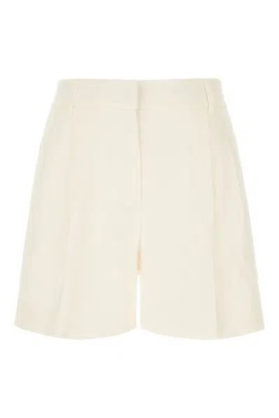Michael Kors Ivory Linen Blend Shorts In White