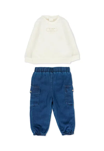 Michael Kors Ivory Suit For Baby Girl With Logo In White