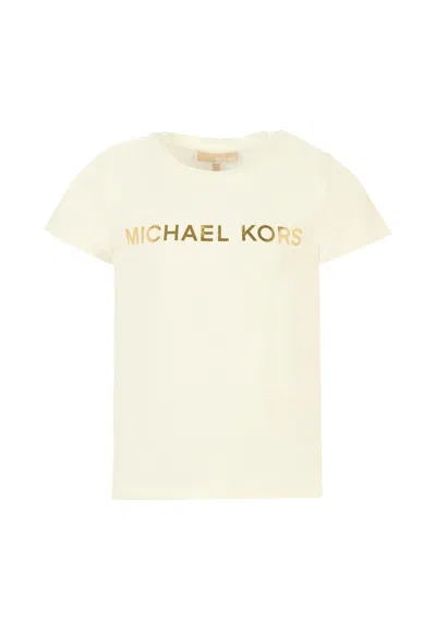 Michael Kors Kids' Ivory T-shirt For Girl With Logo In White