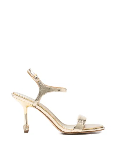 Michael Kors Ivy Crystal-embellished Sandals In Gold
