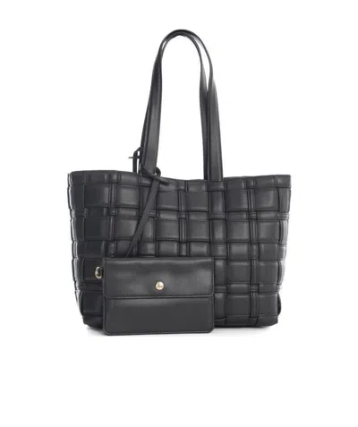 Michael Kors Ivy Woven Leather Tote Bag In Black