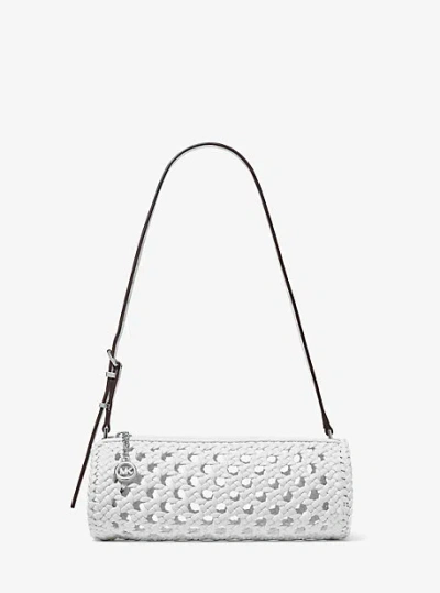Michael Kors Izzy Small Crocheted Barrel Pochette In White